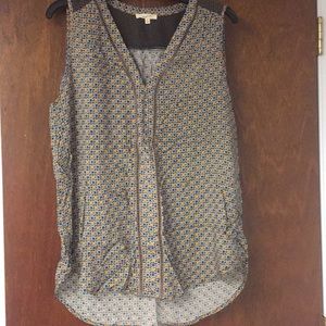 Blue and Brown sleeveless blouse